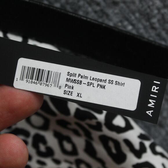 Amiri Shirt Mens XL Split Palm Leopard Silk Camp Button Up Tropical Edgy Luxury - Picture 7 of 14